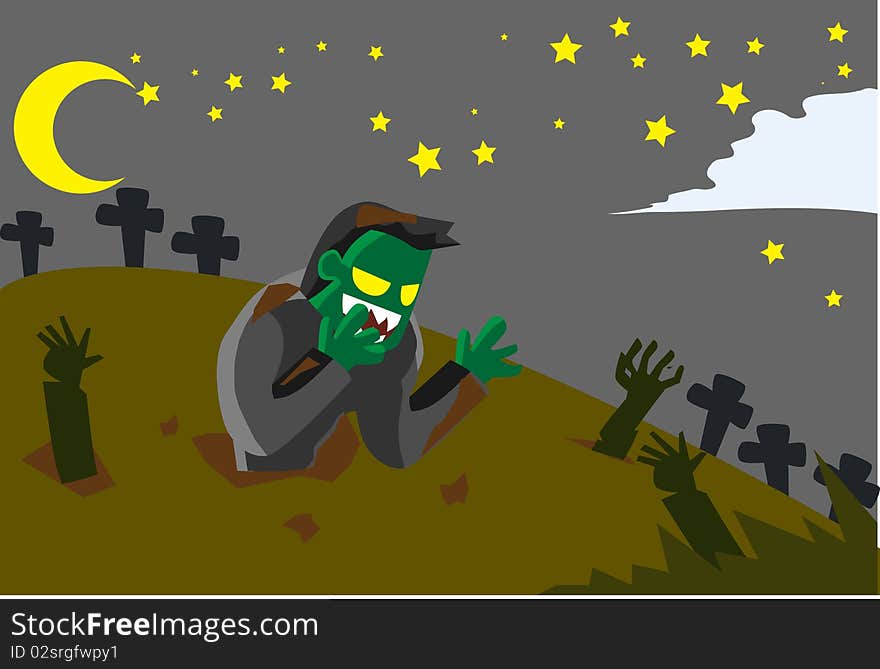 Image of Frankenstein who rise from the grave on the Halloween. Image of Frankenstein who rise from the grave on the Halloween