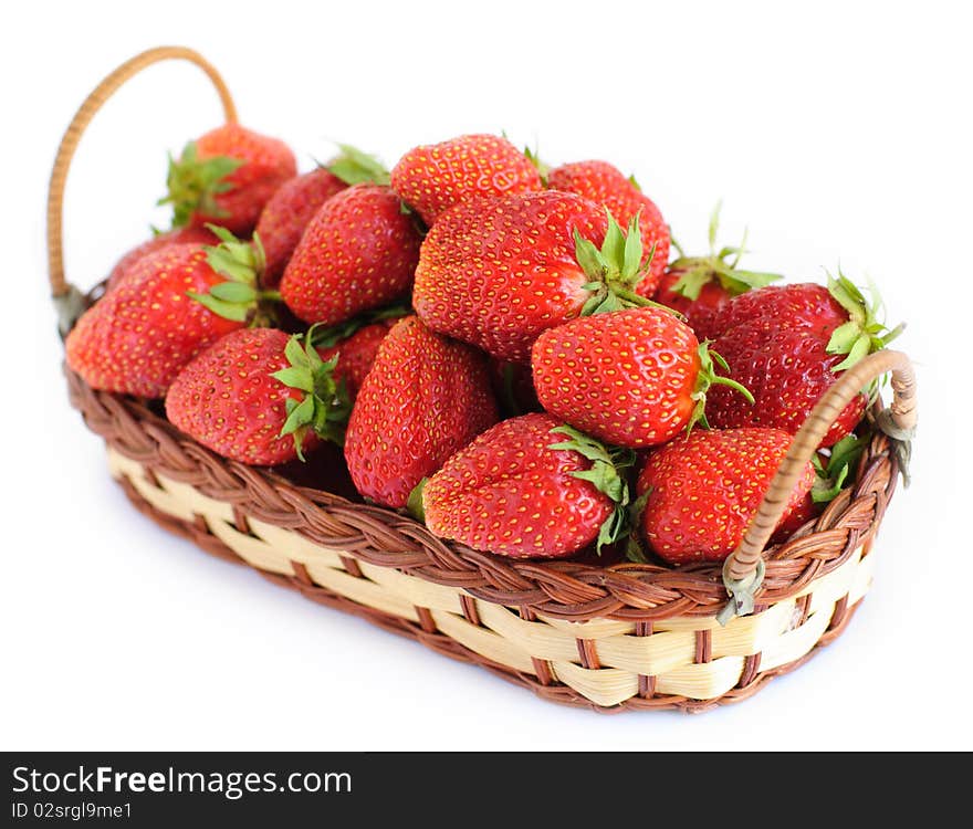 Sweet strawberry in the basket insolated