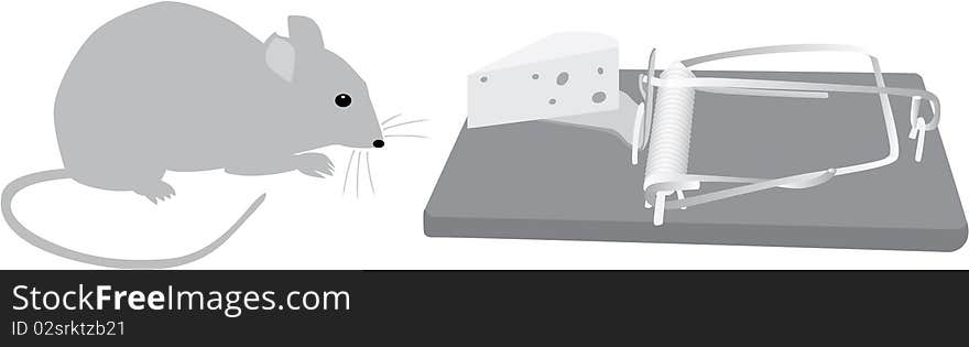 Mouse traps before - grayscale illustration