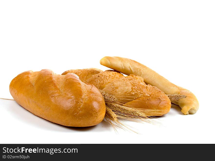 Fresh bread isolated on a white background