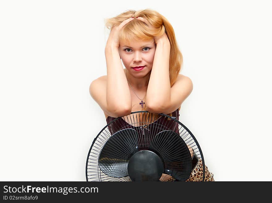 Portrait of the sexual young girl regional poured on the fan. Portrait of the sexual young girl regional poured on the fan