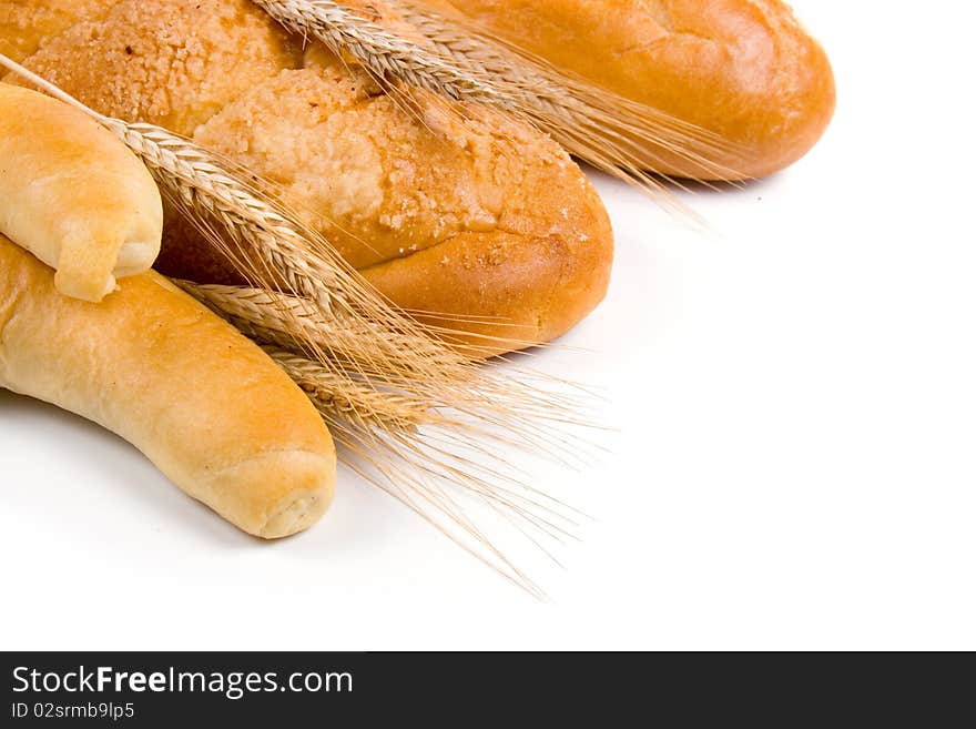 Fresh bread isolated on a white background