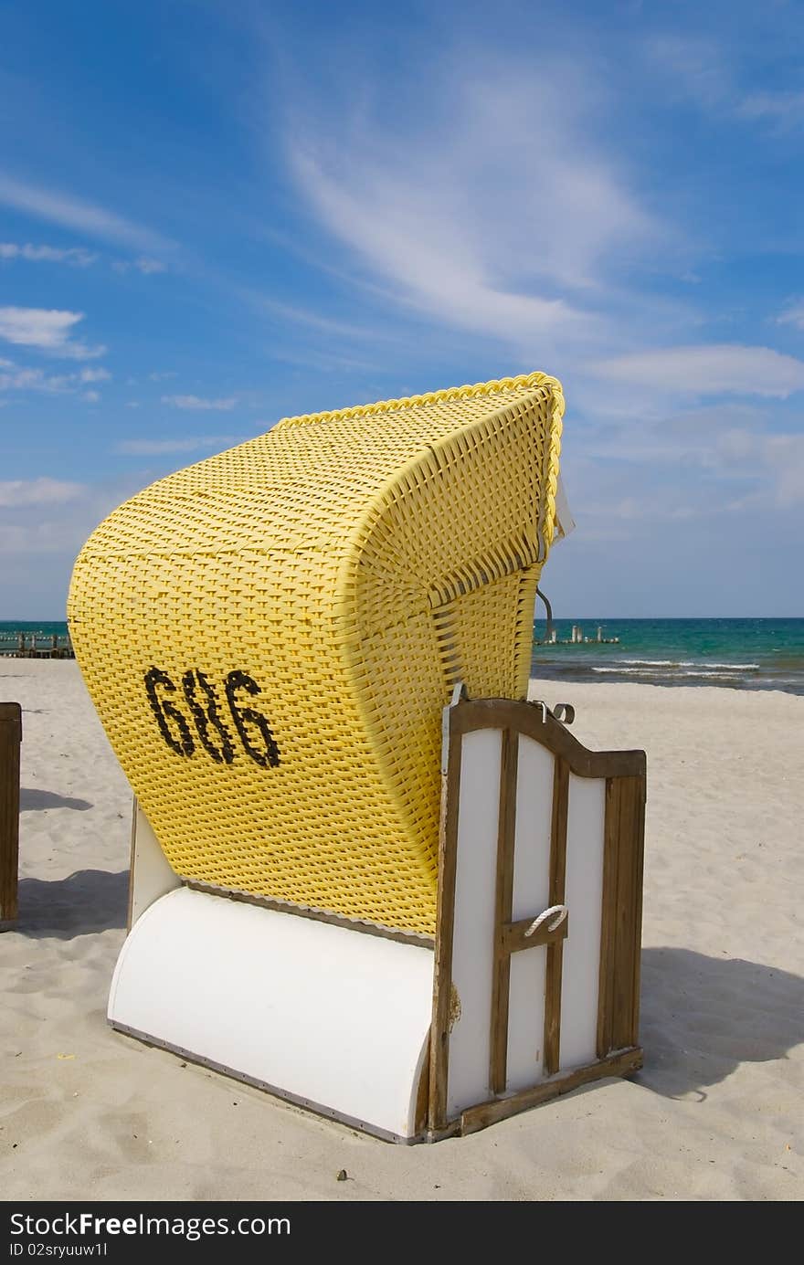 Beach chair on the beach of the baltic sea. Beach chair on the beach of the baltic sea