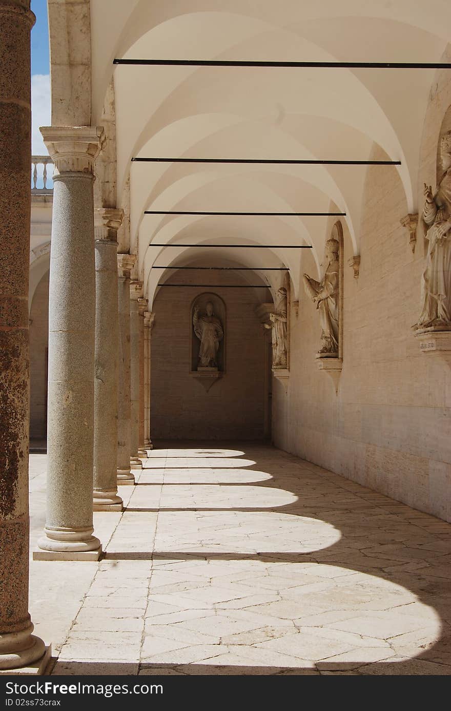 Montecassino arcade - historic building in Italy