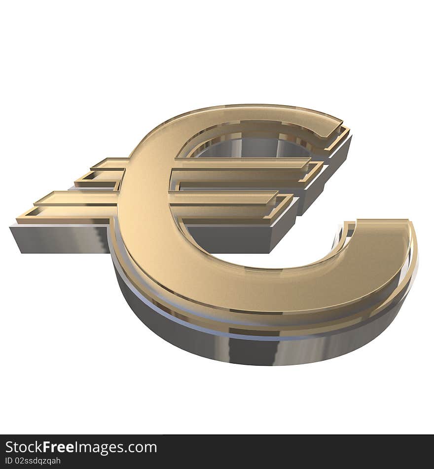 Golden EURO isolated on a white