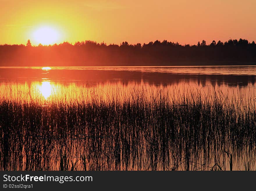 Sunset on the lake.