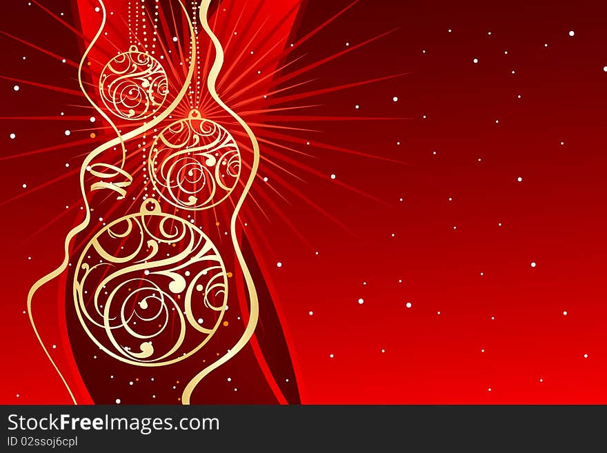 Horizontal christmas illustration in red. Horizontal christmas illustration in red