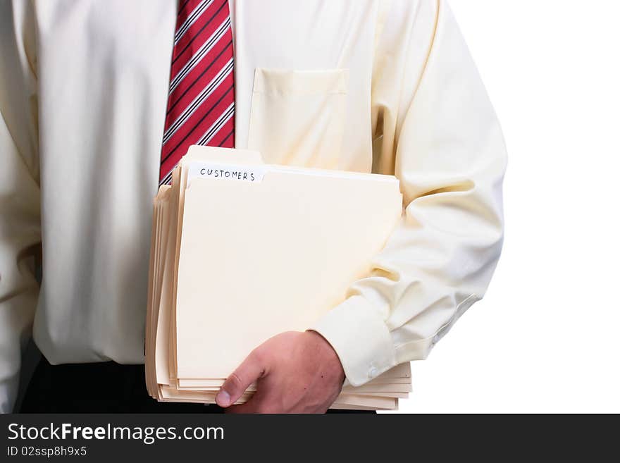 Man holding folders