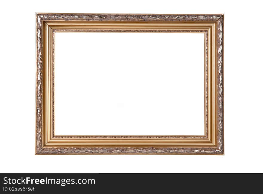 Gold antique frame isolated on white background