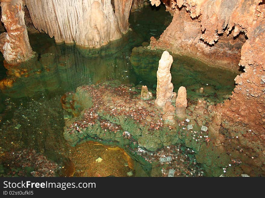 View of wishing well in Luray Caverns, Virginia