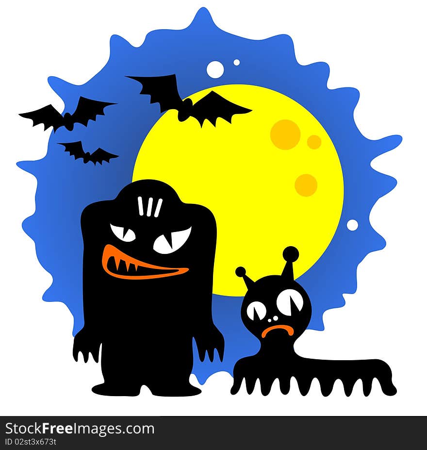 Two Halloween monsters