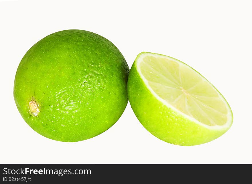 Lime and half isolated on a white background