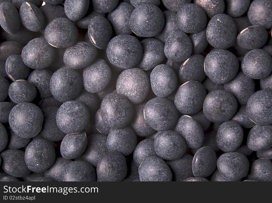 Macro of black Beluga lentil (urad beans)