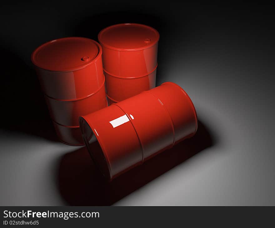 Barrel. 3D an illustration. Dark background