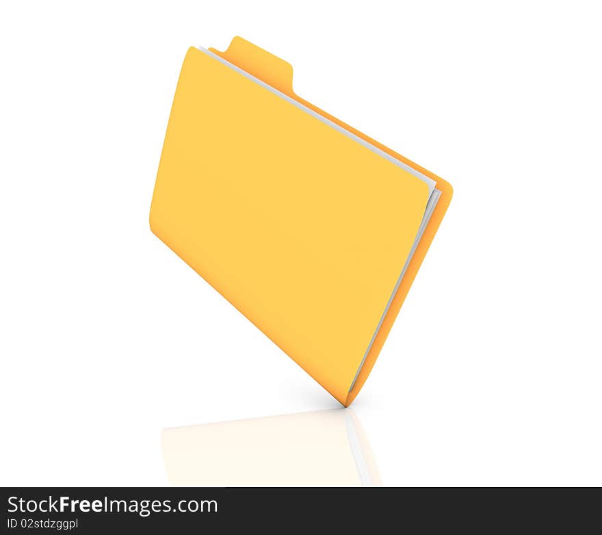 3d yellow folder in white back ground