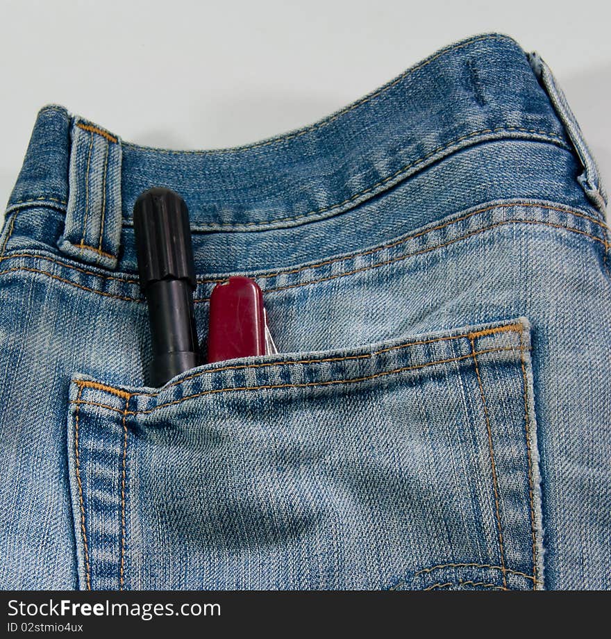 Blue jeans with Screwdriver and Penknife