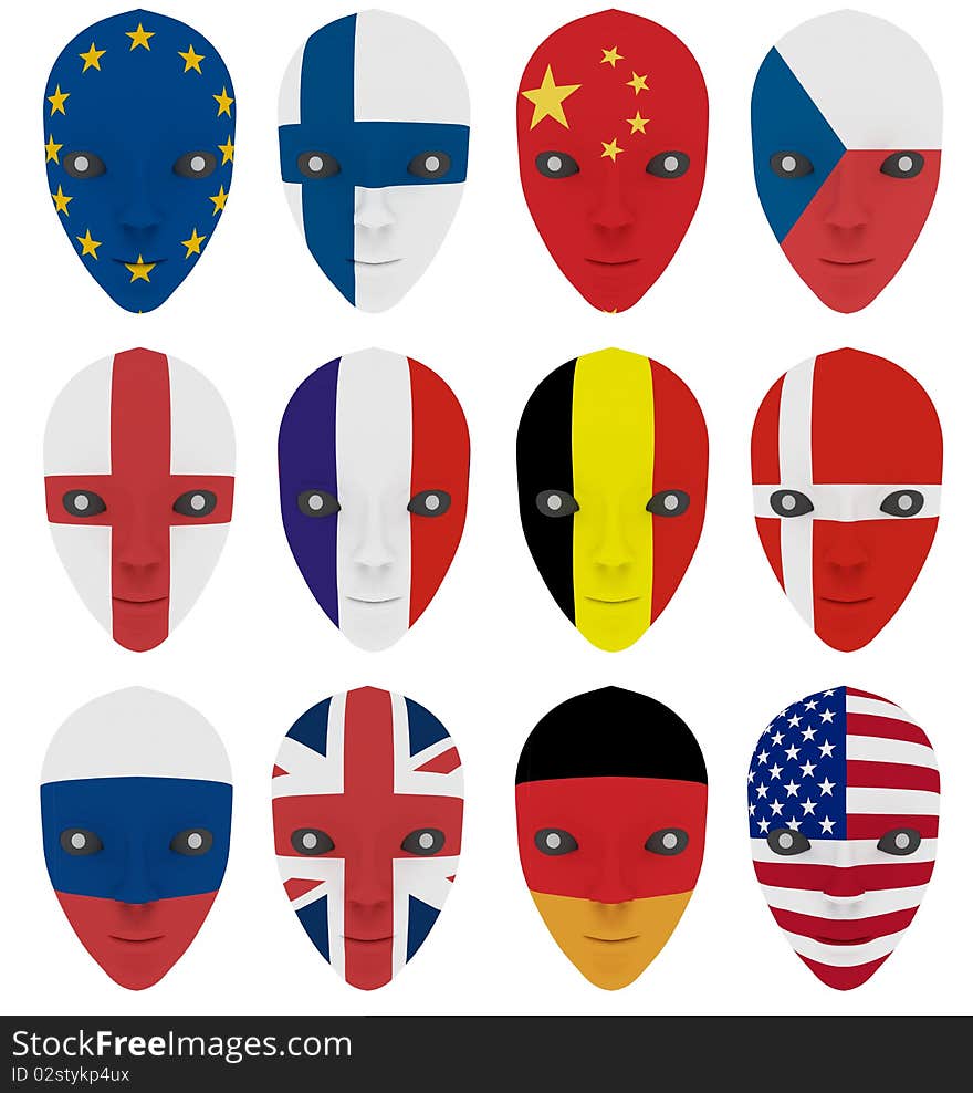 Mask painted with a flag