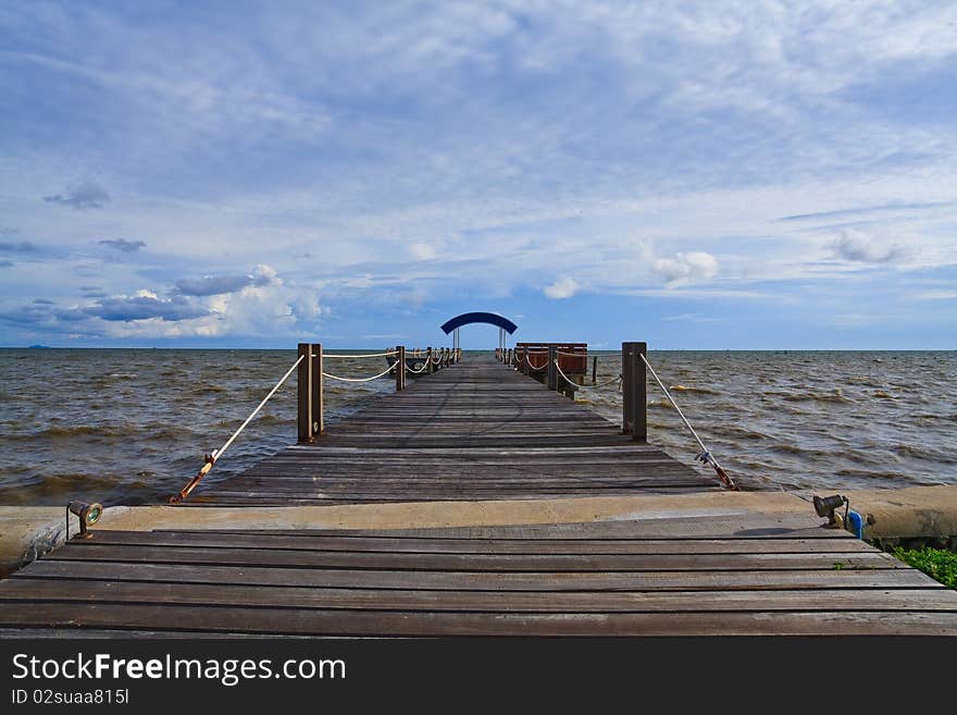 Wooden jetty in the sea at Bangpu