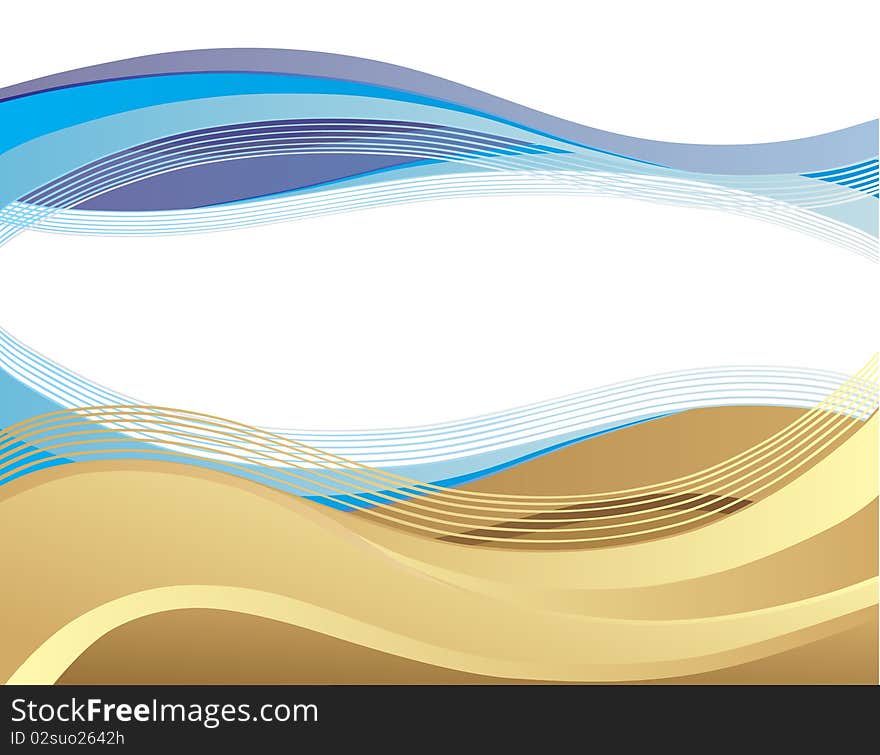 Blue gold white abstract background