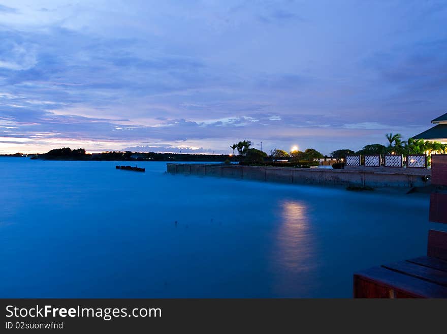 Smooth wave of sea in twilight time. Smooth wave of sea in twilight time