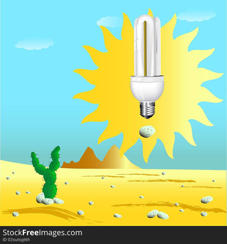 Economical sunny bulb in desert