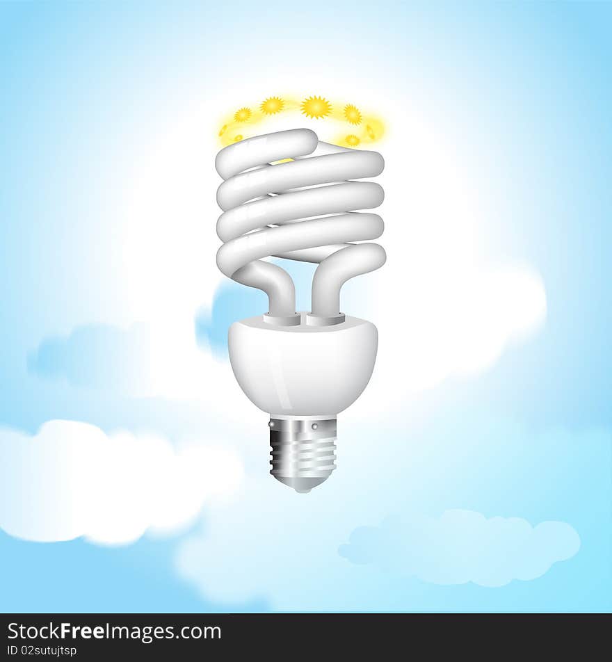 Economical sunny bulb vector illustration