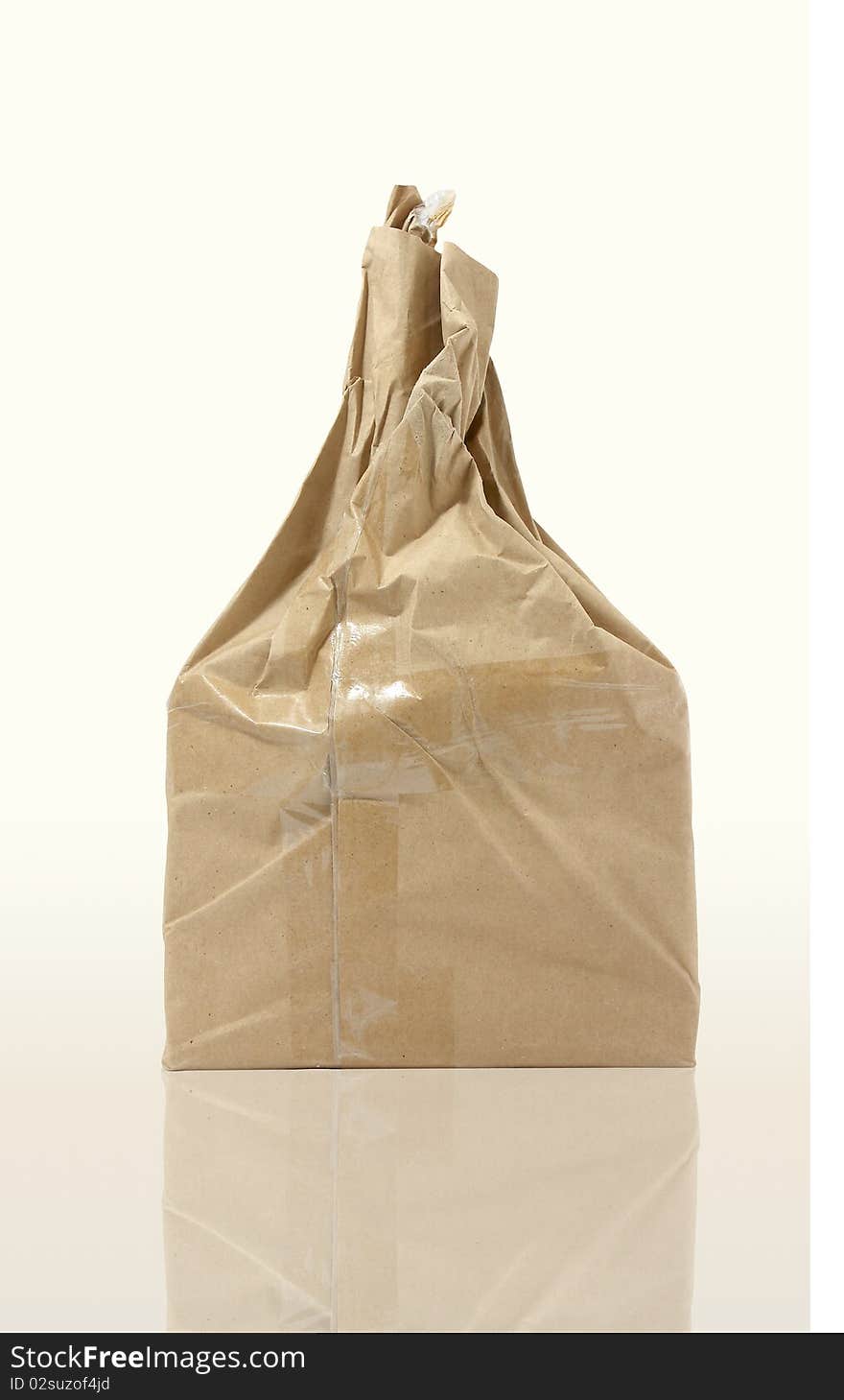 Brown   paper bag on white background