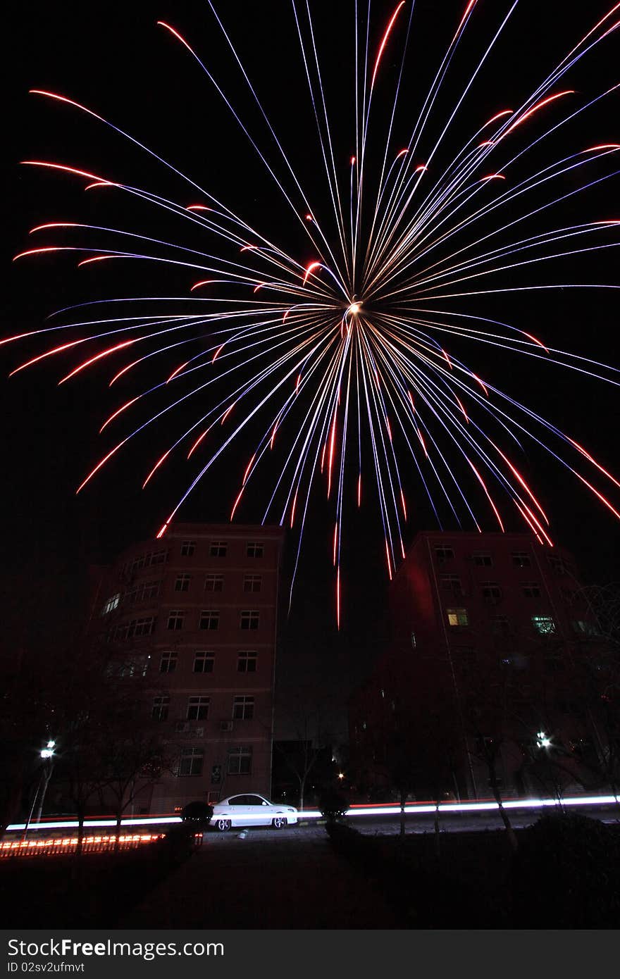 Fireworks show during spring festival in China