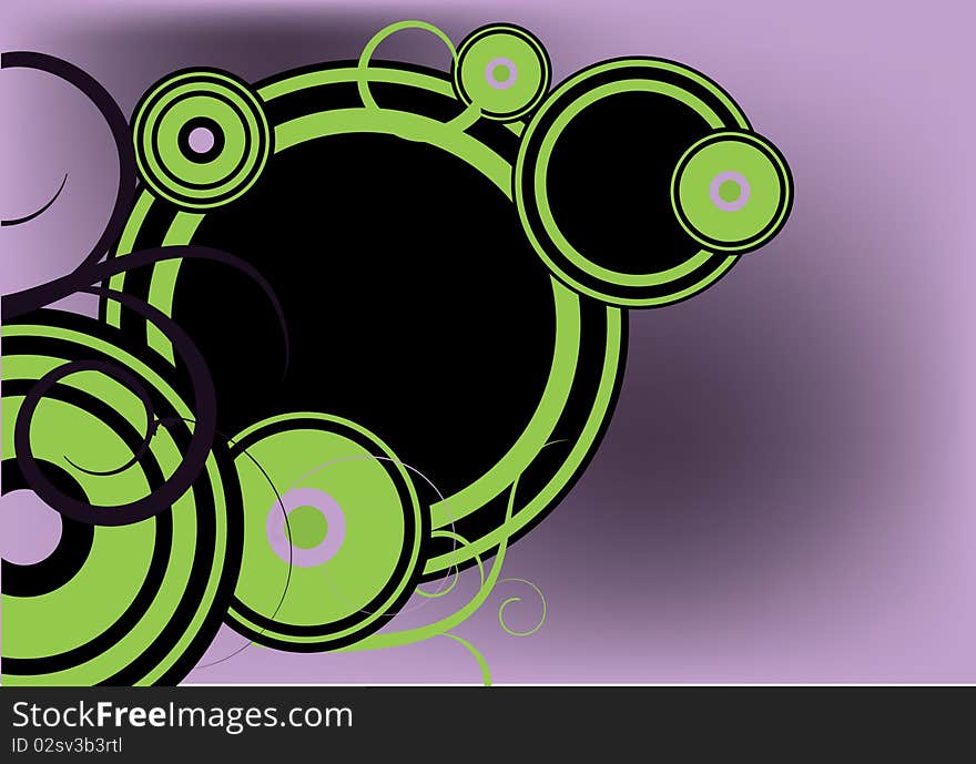 Green and purple ,circle decoration with place for text