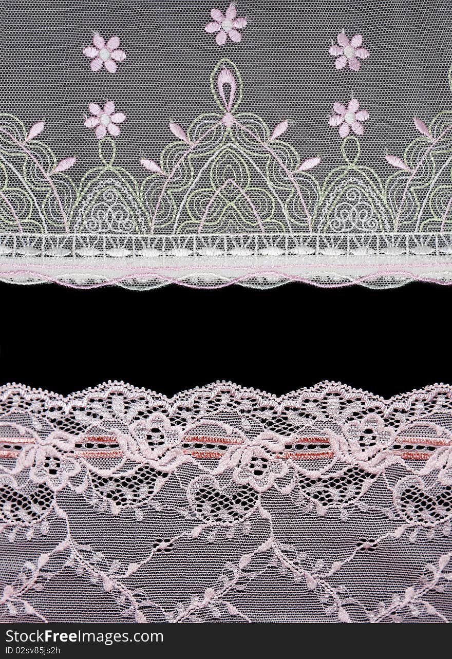 Collage lace with pattern on black background