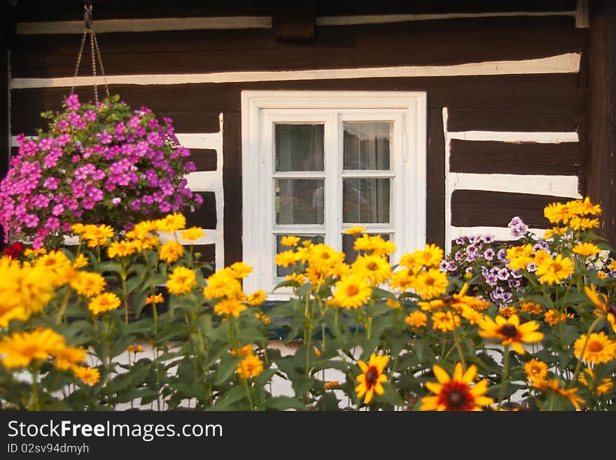 The old window with flowers