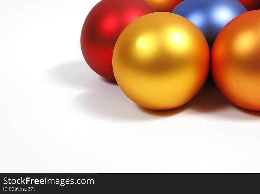 Colorful baubles on the white background. Colorful baubles on the white background