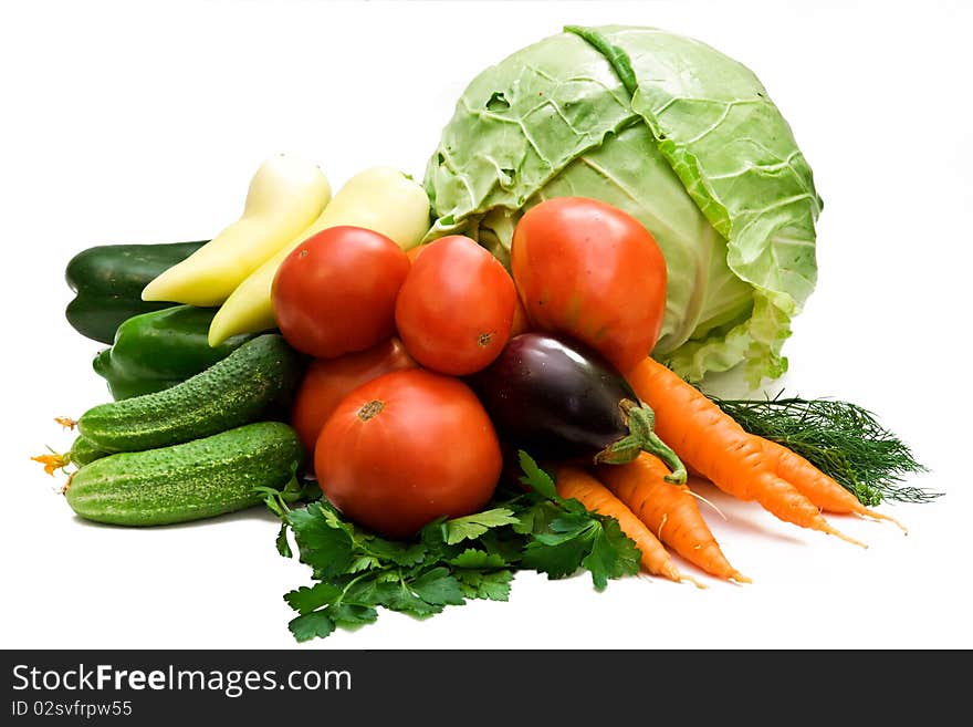 Fresh vegetables on the white background