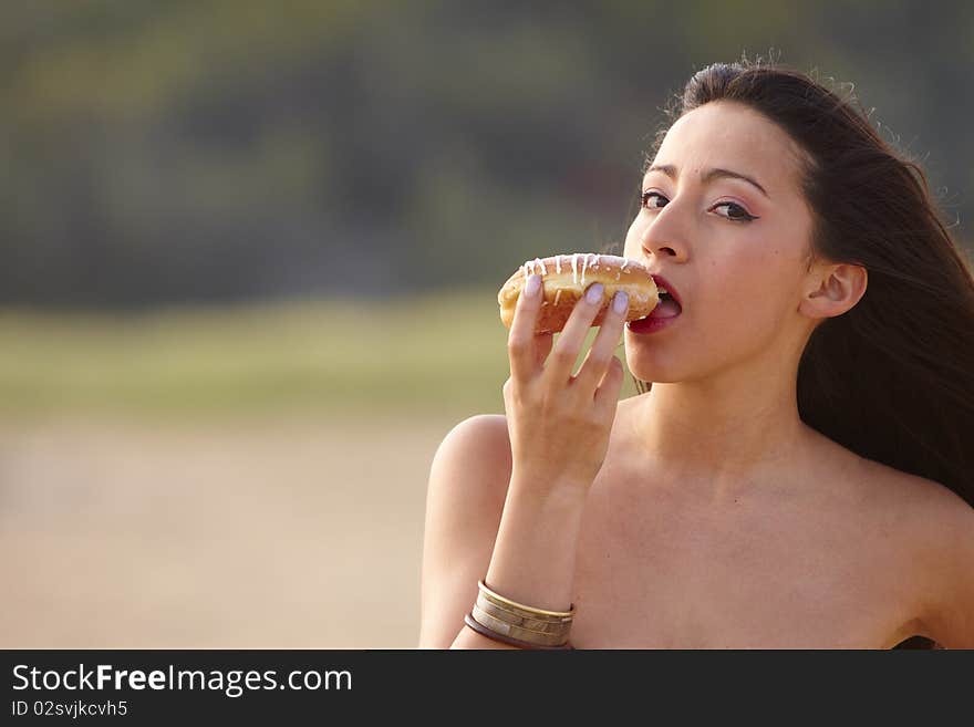 Sexy Girl eat Doughnut