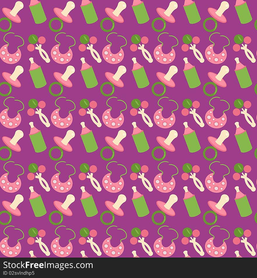 Seamless baby background on violet