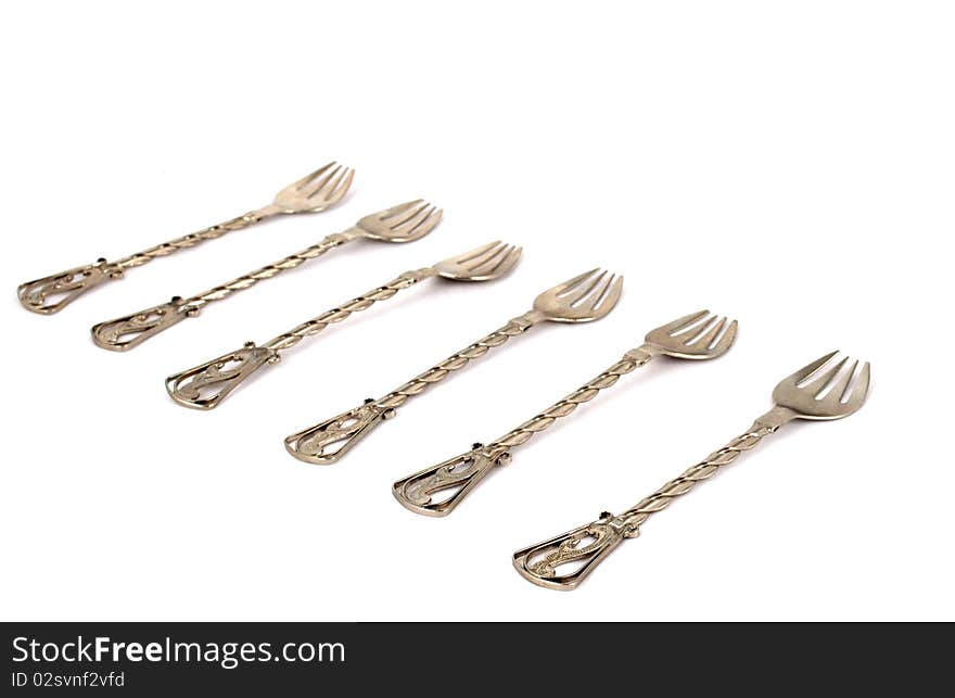 Forks on a white background
