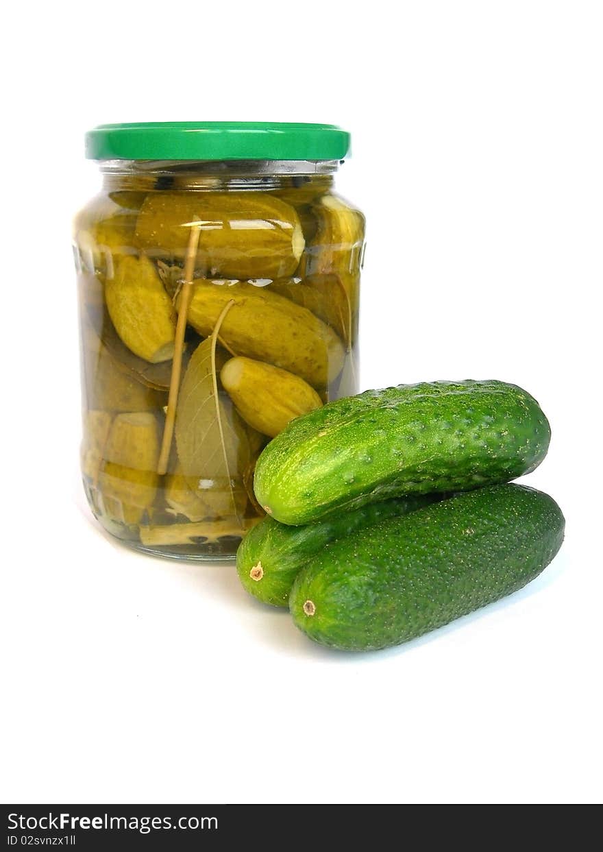 Marinated and ripe cucumbers.