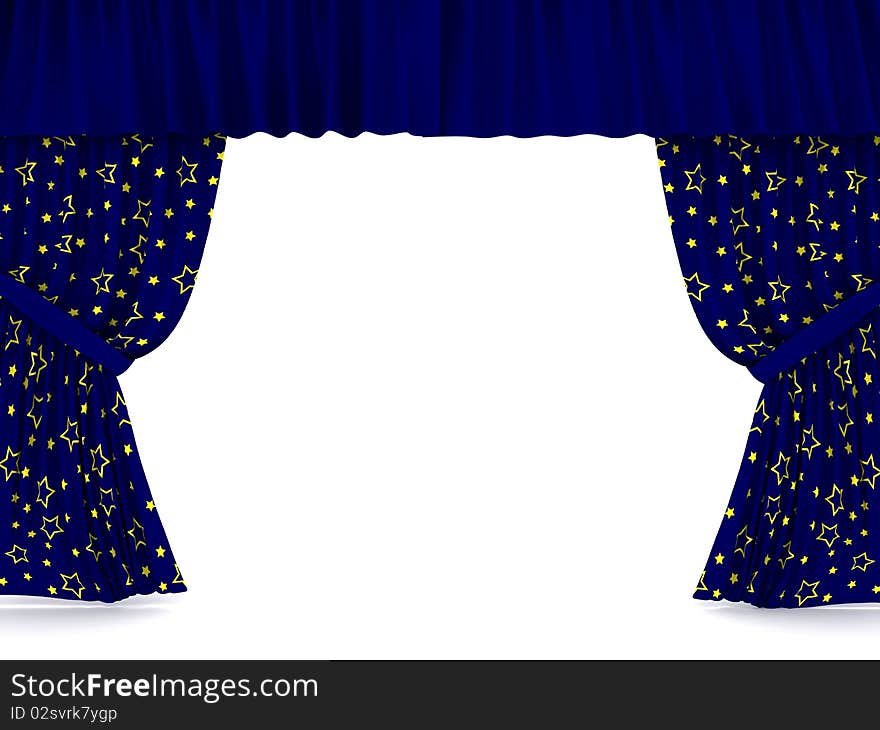 Curtains over white. 3d rendered image