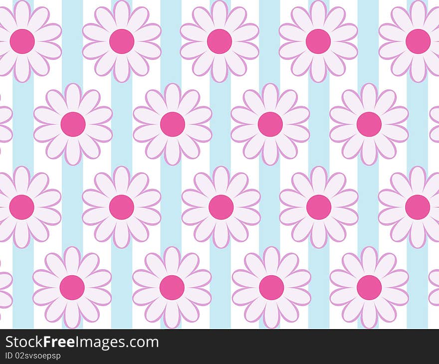 Purple with pink flower and blue stripes. Purple with pink flower and blue stripes