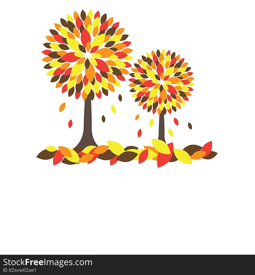 Colorful Autumn Tree. Vector Illustration