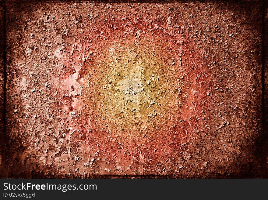 Grungy steel sheet with damaged paint.