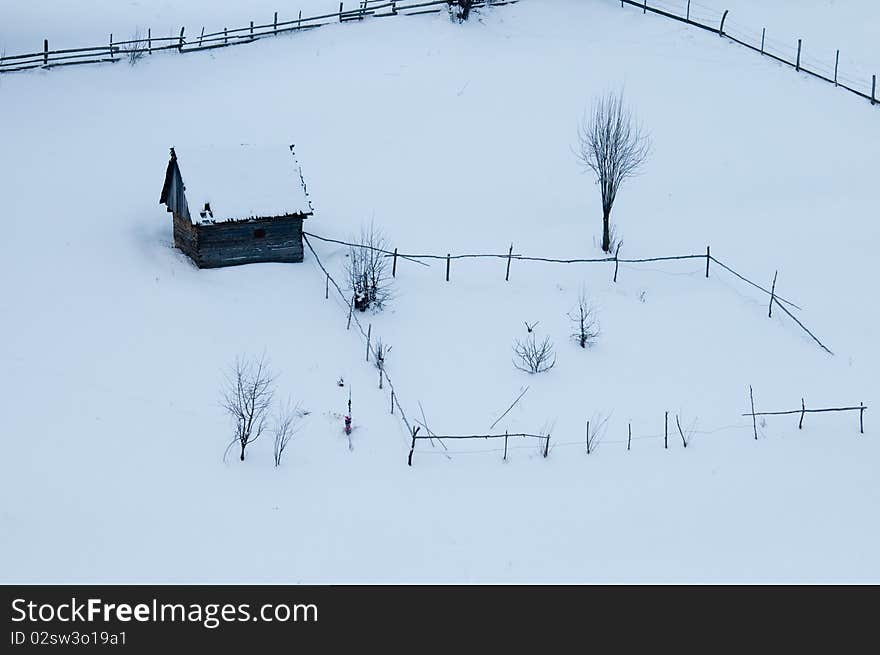 Abstract Farm in Winter