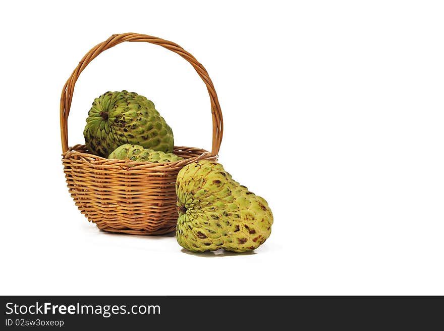 Custard apples in the basket with with background