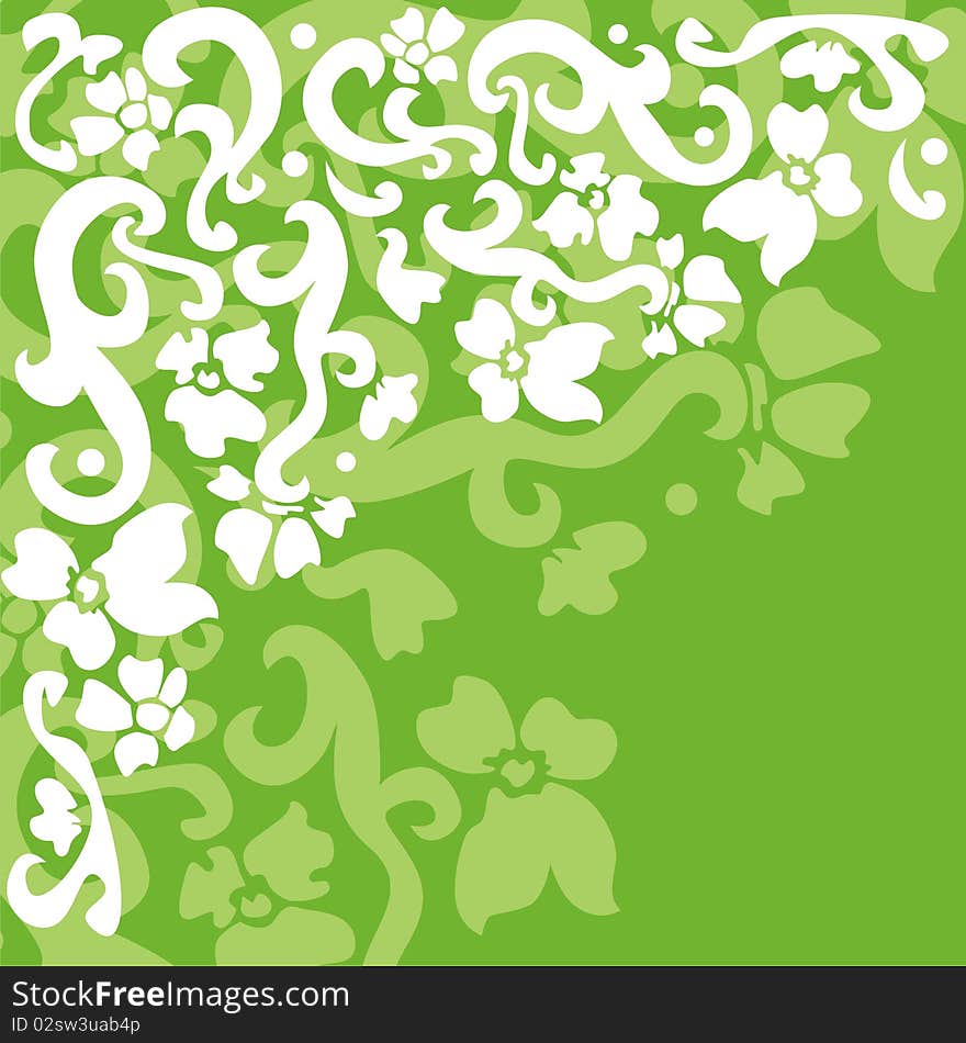 White pattern on green background. Vector illustration.