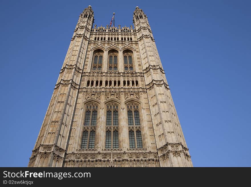 Tower of Houses of Parliament in London, England