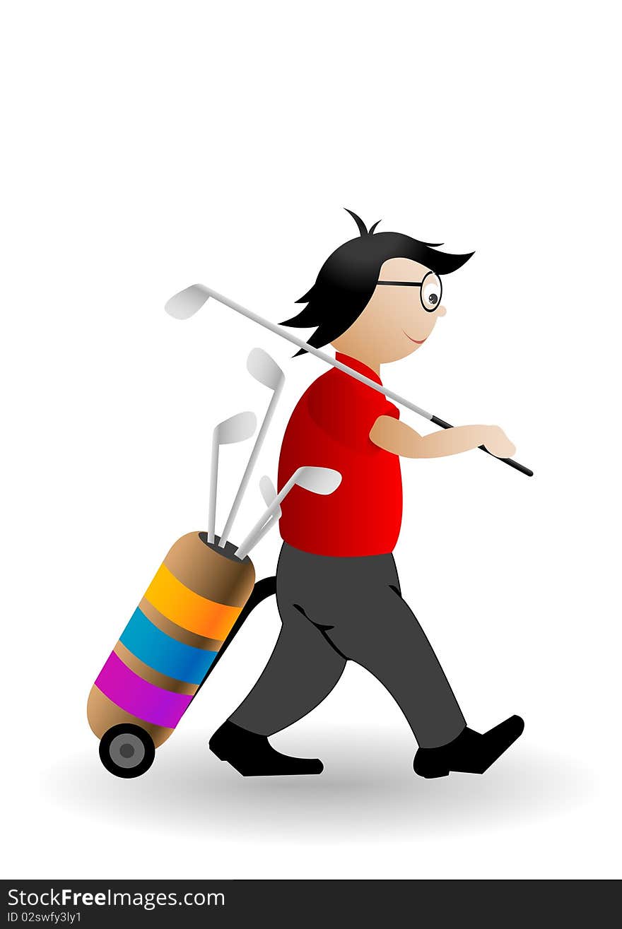 Vector illustration the player of a golf