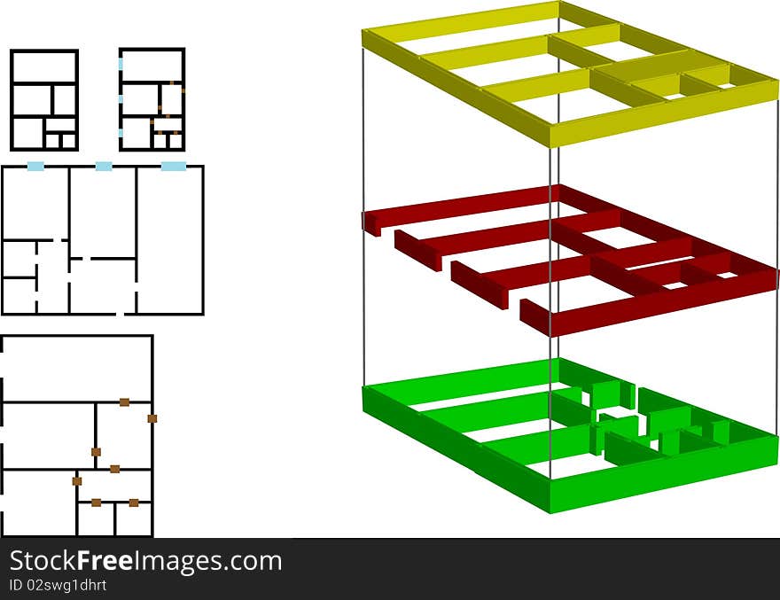 Vector illustration the color drawing of the house.