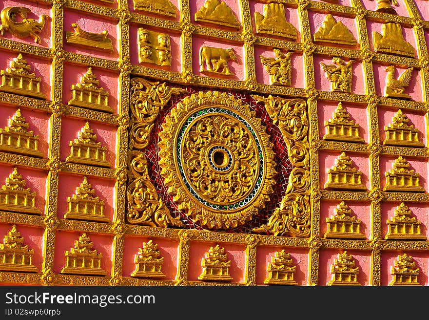 Footprint of lying Buddha Image at Wat Phatatsutonmongkonkiri , Phrae Thailand