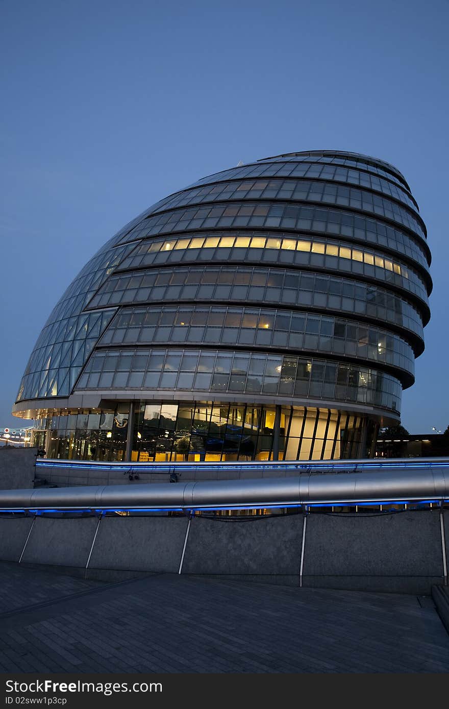 London City Hall, illuminated at night, London, UK