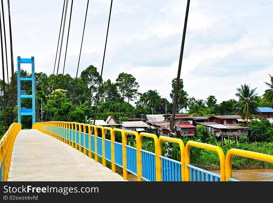 Banphlaichumpon  Rope  Bridge  over   the  Nan river , Phitsanulok Thailand